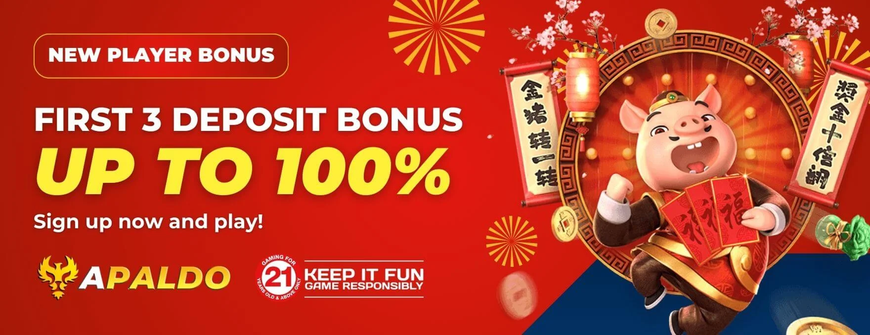 Casino promotion banner featuring slots and table games